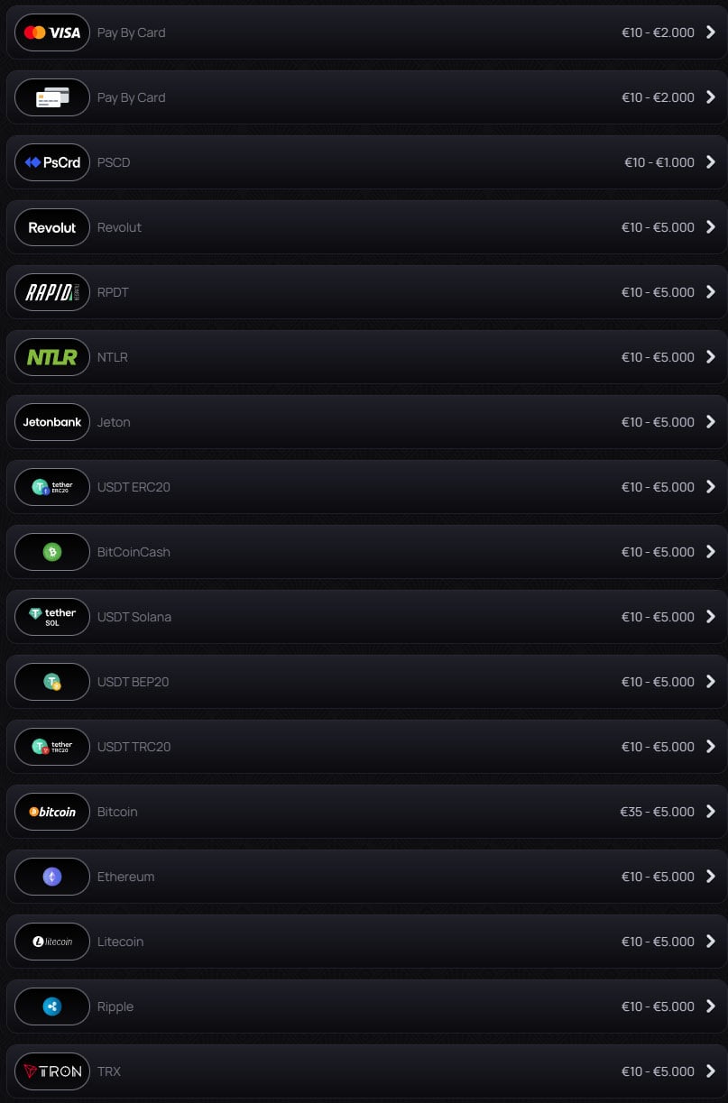 Casinova-Casino-Chile-Payments