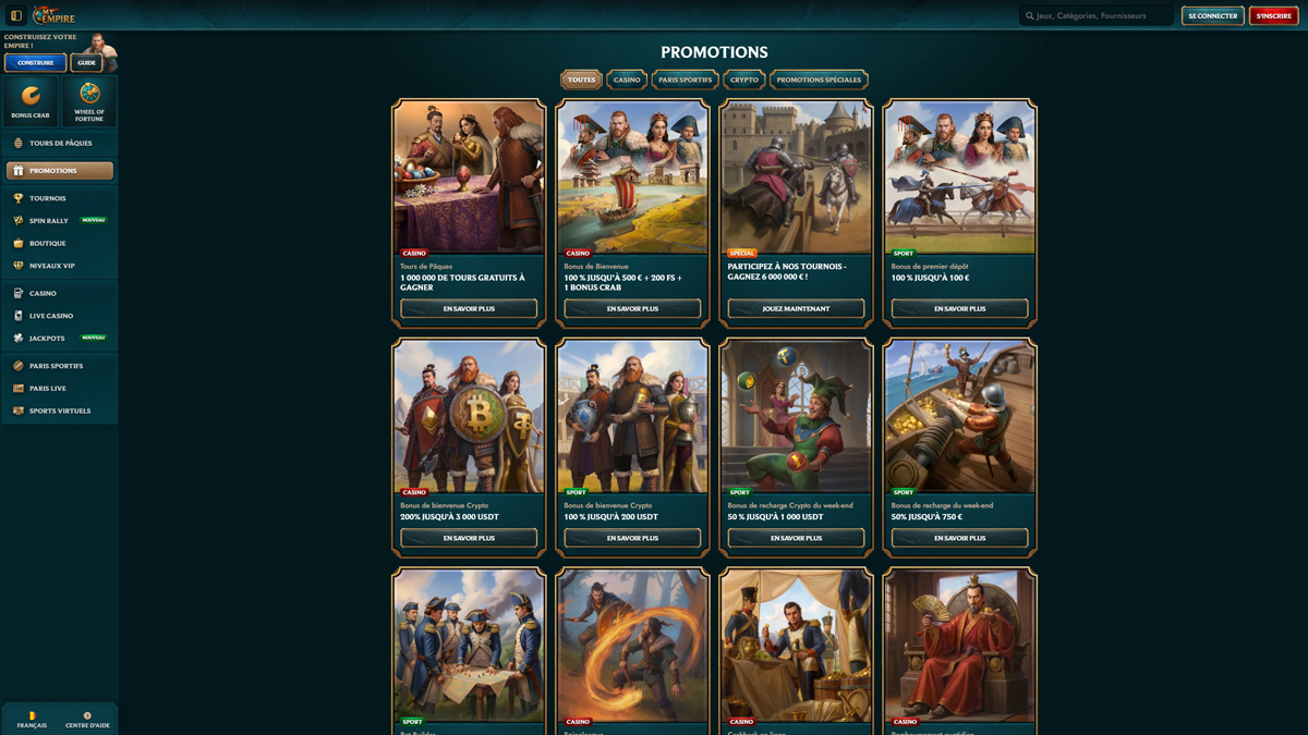 MyEmpire Casino Bonuses