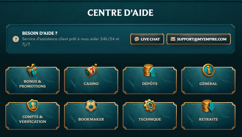 MyEmpire Casino Help-Centre