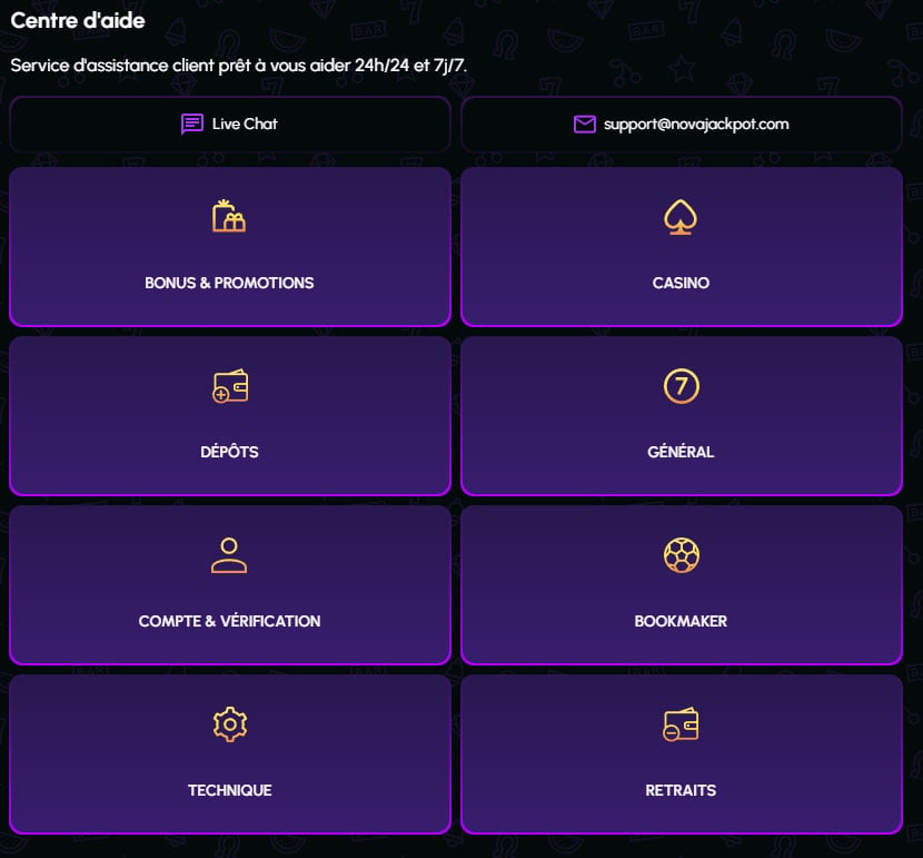 Centro de ayuda de NovaJackpot Casino