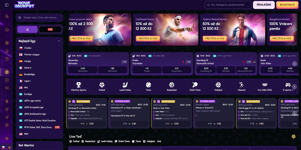 Apuestas deportivas de NovaJackpot Casino