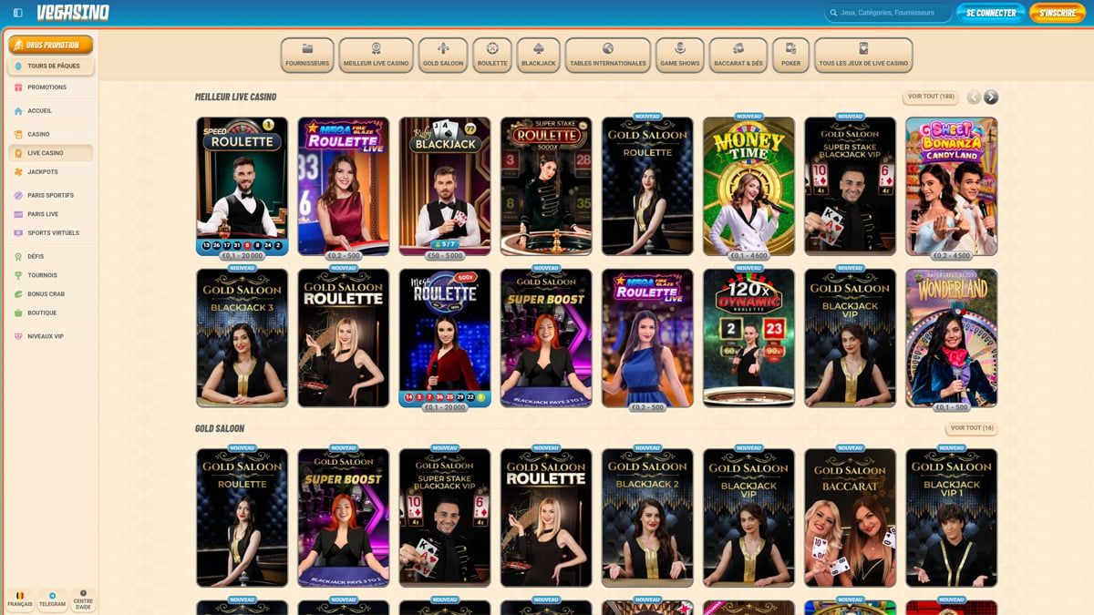 Casino en vivo Vegasino Casino