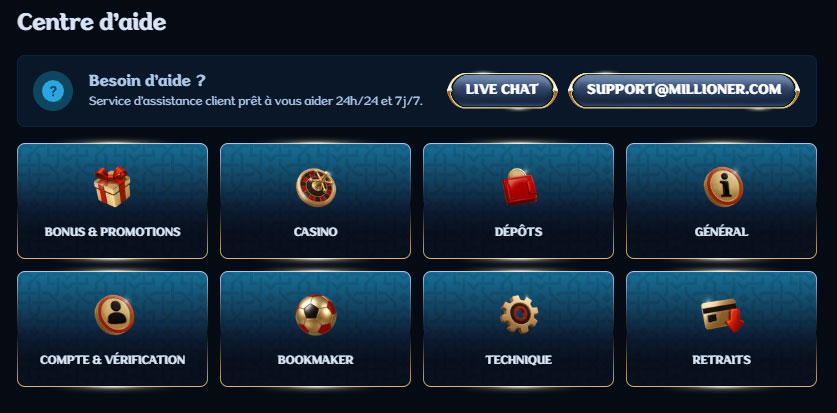 Millioner Casino Help Centre