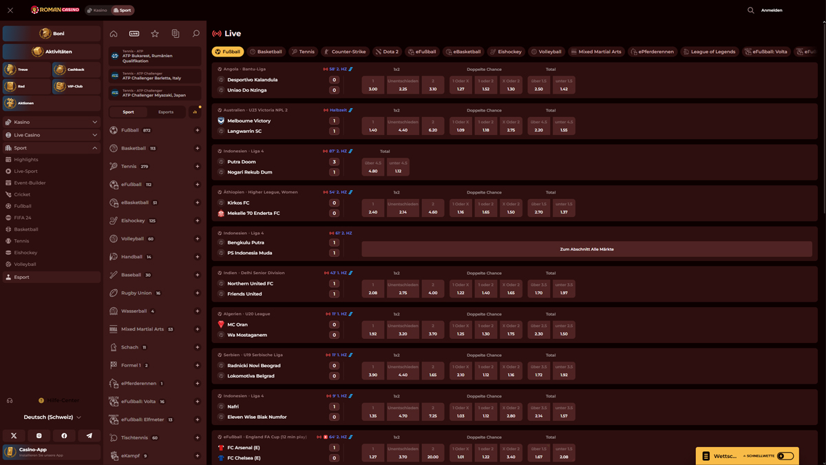 Apuestas Deportivas de Roman Casino