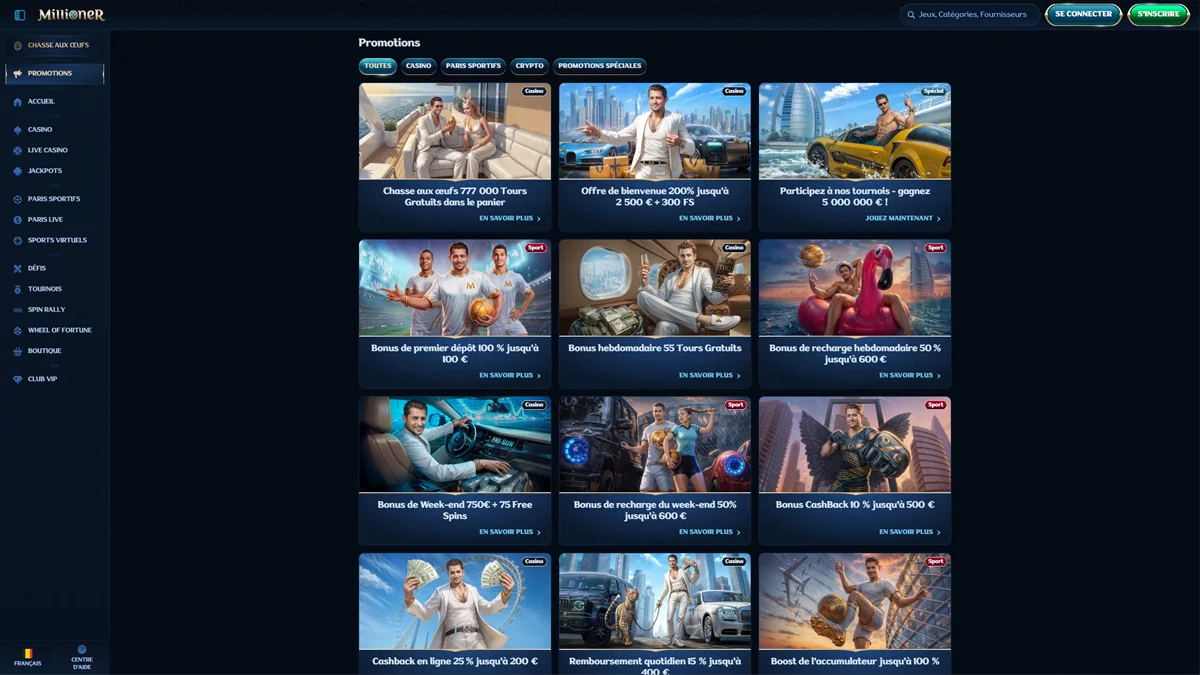 Millioner Casino Bonuses