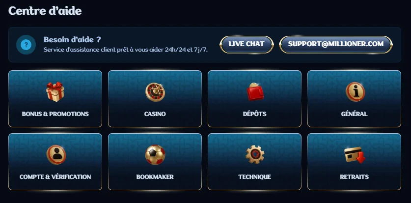 Millioner Casino Help Centre